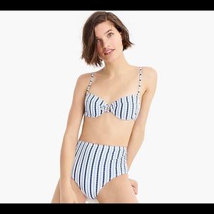 J Crew Rome lace lace up front bikini top NWT